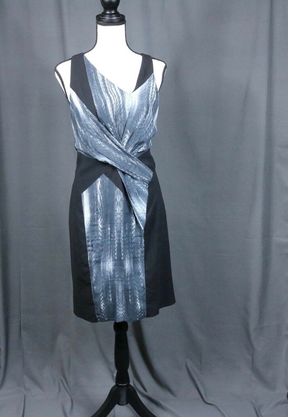 Helmut Lang Womens 4 Silk Dress Black Gray White